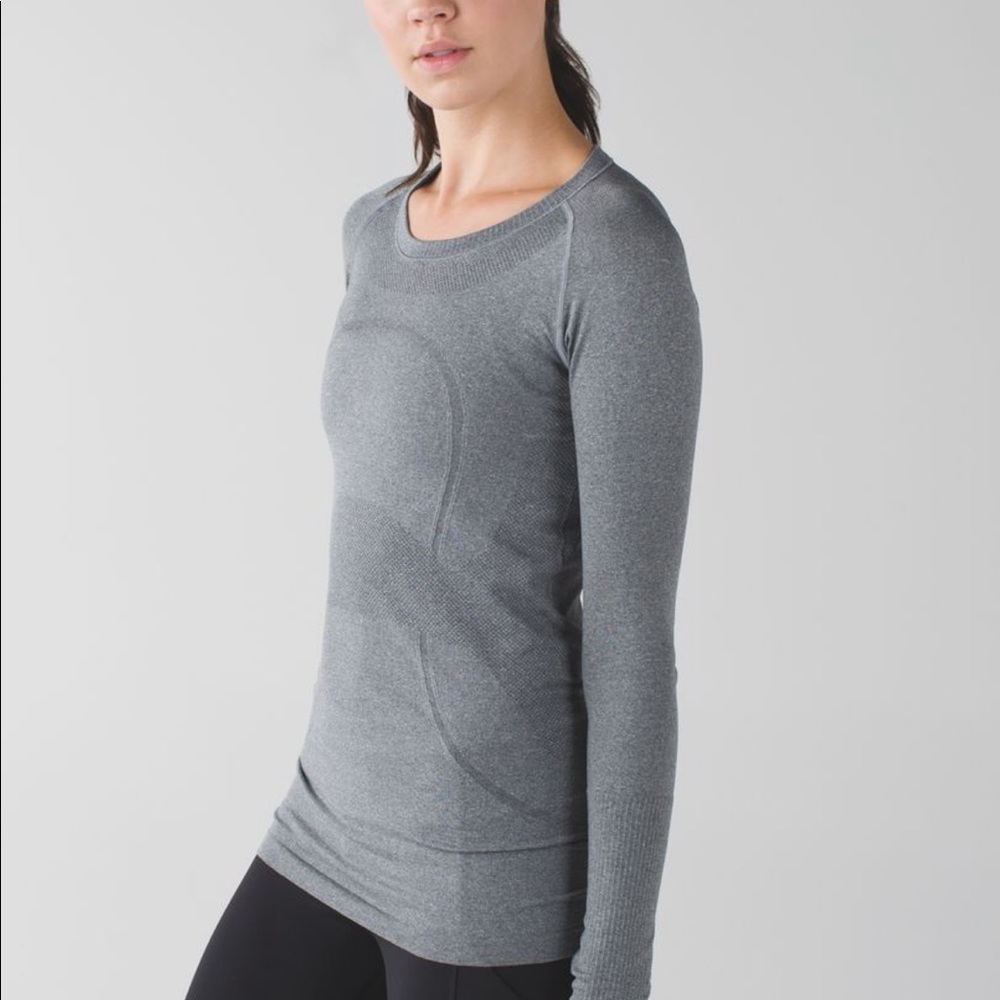 Lululemon Swiftly Tech Long Sleeve in Heather Black